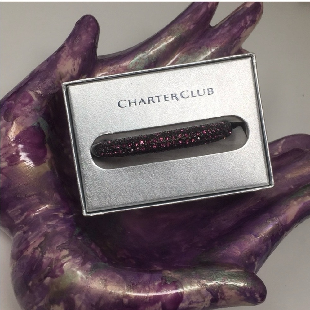Charter Club Purple Crystal hinge Bangle Bracelet - Picture 3 of 7